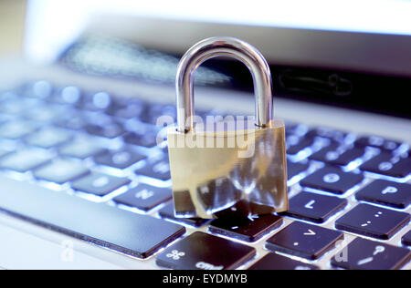 big lock on a computer keyboard Stock Photo