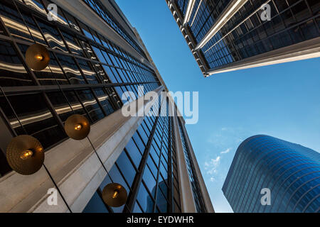Looking up on modern building facades in Vancouver, British Columbia, Canada Stock Photo