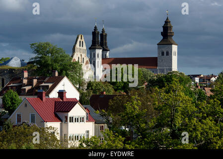 St. Nicolai and Cathedral in Visby, Isle of Gotland, Sweden Stock Photo