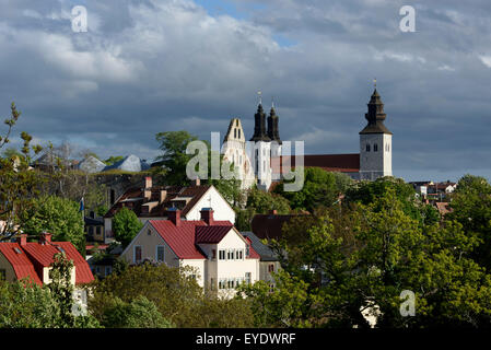 St. Nicolai and Cathedral in Visby, Isle of Gotland, Sweden Stock Photo