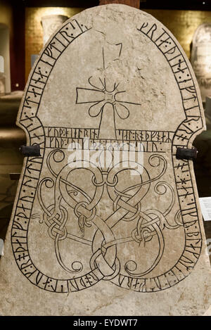 Rune stone 11c. from Sjonhem  in Museum Gotlands Fornsa  in Visby, Isle of Gotland, Sweden Stock Photo