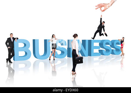 Business - professionals stay close to text. Stock Photo