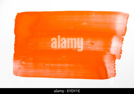 orange watercolor painted texture on white background paper Stock Photo