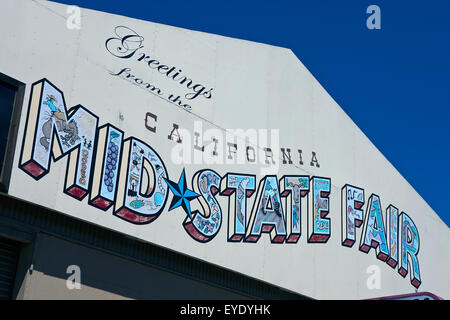 Sign with welcome to California Mid State Fair, Paso Robles, California, United States of America Stock Photo