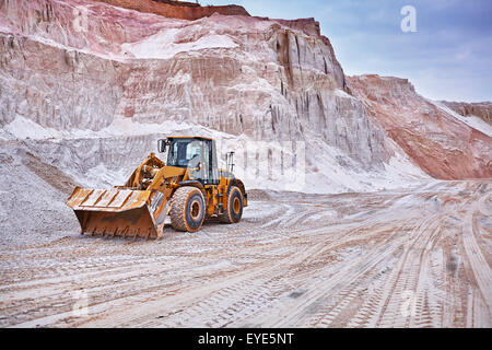Shovel excavator in kaolin pit, mining of kaolin, Gebenbach, Bavaria, Germany Stock Photo