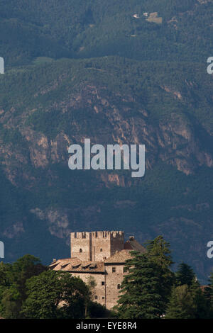A former fortified house-turned hotel in the Dolomites region south-west of Bolzano, South Tyrol. Stock Photo