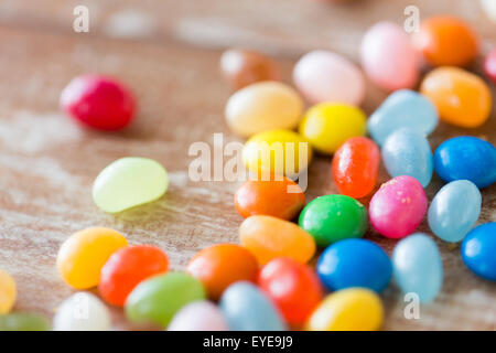 close up of multicolored jelly beans candies Stock Photo