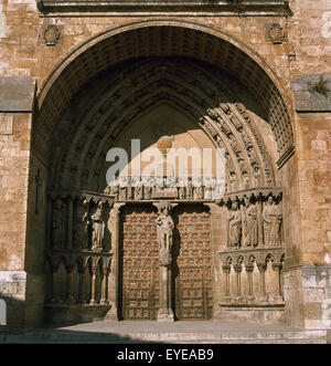 Spain. Castile and Leon. Province of Soria. Cathedral of Burgo de Osma. Started in 1232 and was completed in 1784. Principal portal. Stock Photo