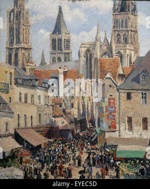 Camile Pissarro (1830-1903). French painter. Rue de l'Epicerie, Rouen (Effect of Sunlight), 1898. Oil on canvas. Stock Photo