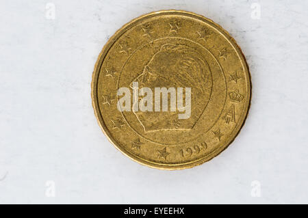 fifty Euro cent Coin with Belgium backside used look Stock Photo