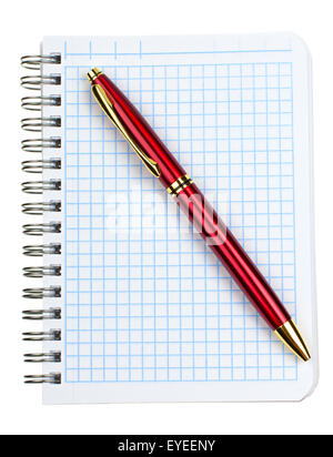 notebook and pen isolated on white background Stock Photo