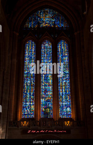 Stained Glass Window, Anglican Cathedral Church, Liverpool, England, UK Stock Photo
