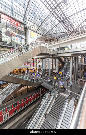 Inside  Hauptbahnhof / Central station , berlin germany - largest railway station of Europe Stock Photo