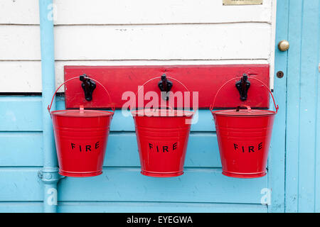 3 fire buckets Stock Photo