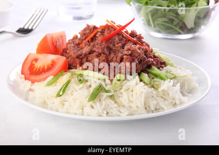 CORNED BEEF  WITH RICE Stock Photo