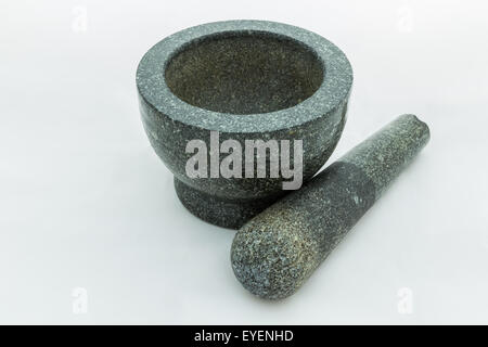 Stone mortar isolated on white background. Stock Photo
