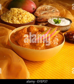 INDIAN MANGO CHICKEN CURRY MEAL Stock Photo