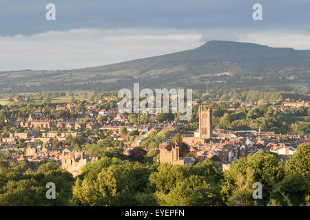 The Town of Ludlow with Titterstone Clee Hill, Shropshire, England, UK ...