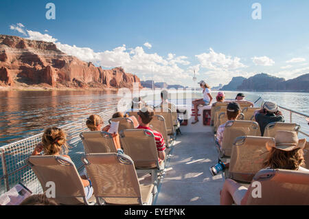 Tourists on a tour of Lake Powell on the Arizona/ Utah Border. Stock Photo
