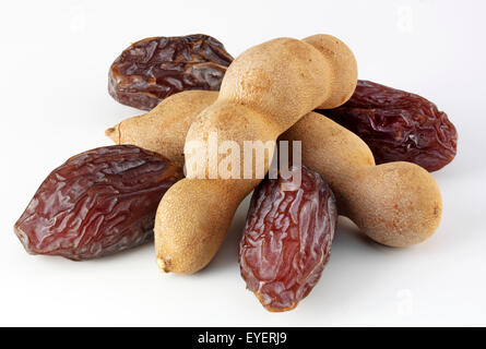 FRESH DATES AND TAMARIND PODS Stock Photo