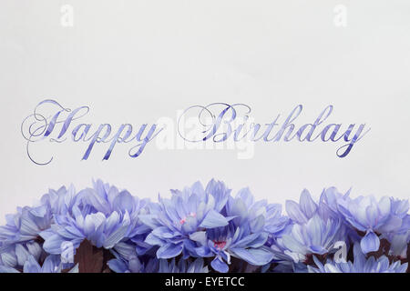 Happy birthday greeting card - flowers and text Stock Photo