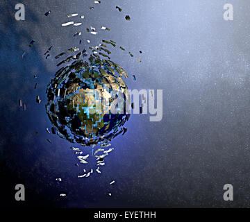 World explodes 3d Stock Photo - Alamy
