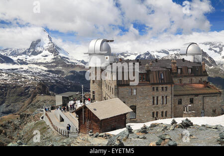 Panoramic view of Matterhorn peak from Gornergrat Mountain, Switzerland Stock Photo