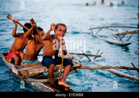 Boys Playing In The Sepik River In Papua New Guinea Stock Photo 