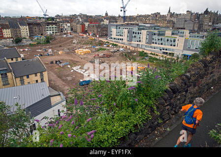 The Caltongate site in Edinburgh's Old Town where work is just beginning on a controversial £150m redevelopment project. Stock Photo