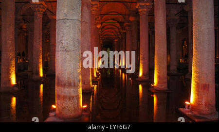 The Basilica Cistern is the largest of several hundred ancient cisterns that still lie beneath the city of Istanbul, former Cons Stock Photo