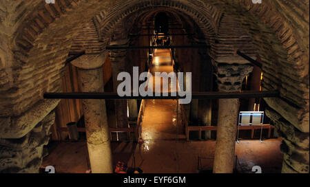 The Basilica Cistern is the largest of several hundred ancient cisterns that still lie beneath the city of Istanbul, former Cons Stock Photo