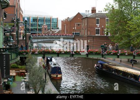 Birmingham Canal Old Line, Brindley Place, Birmingham, UK Stock Photo