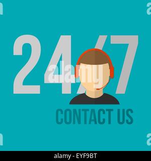 Technical support icon. Flat design vector illustration. Stock Vector