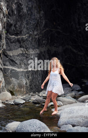 https://l450v.alamy.com/450v/eyf9pw/a-young-blond-woman-in-a-white-summer-dress-dipping-her-toe-in-the-eyf9pw.jpg