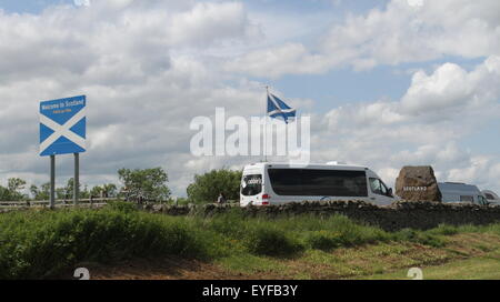 Scottish Border on A68 July 2015 Stock Photo