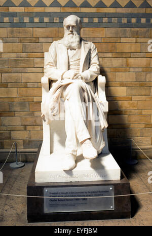 Statue of Sir Charles Darwin at The Natural History Museum, London. Stock Photo