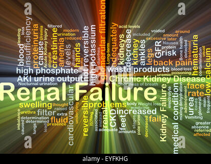 Background concept wordcloud illustration of renal failure glowing light Stock Photo
