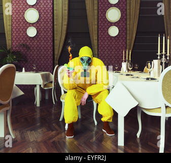 the man in a protective coverall Stock Photo
