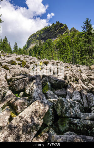 Landscape with Detunatele massif from Apuseni mountains, Romania - a unique mineralogy phenomenon Stock Photo