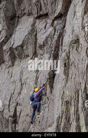 Rock climbers on Great Gable, in the Lake District UK climbing on the Tophet Wall Stock Photo