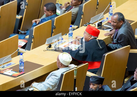 Addis Ababa, Ethiopia. 28th July, 2015. Religions leaders await the arrival of President Obama on July 28, 2015, at the AU Conference Centre in Addis Ababa, Ethiopia. Credit:  Dereje Belachew/Alamy Live News Stock Photo