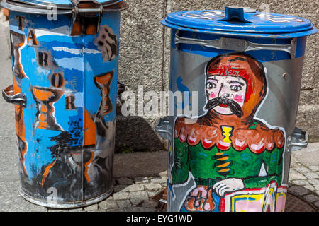 Hussite and chalice painted on a dumpster, Tabor - the city of  Hussites, South Bohemia, Czech Republic Stock Photo