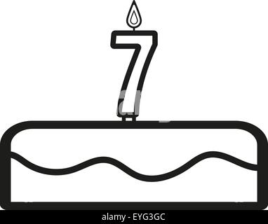 Cake with candles in the form of number 7 icon Stock Vector