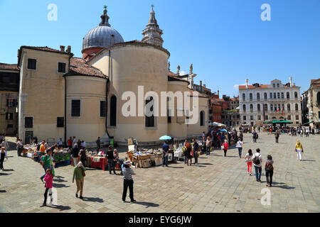 Flea market in Venice, Campo Santa Maria Formosa Stock Photo