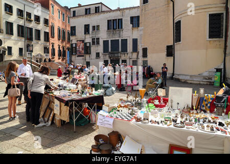 Flea market in Venice, Campo Santa Maria Formosa Stock Photo