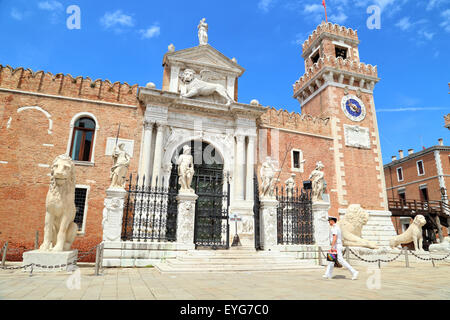 Entrance 'Porta Magna' of Arsenale, Castello, Venice, Italy. Stock Photo
