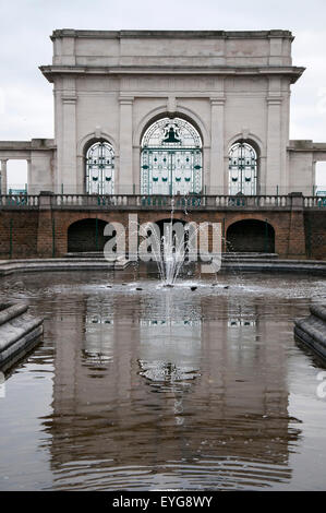 Reflections of the war memorial at Victoria Embankment, Nottingham England UK Stock Photo