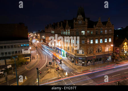 Night time view of Canal Street and Carrington Street in Nottingham, Nottinghamshire England UK Stock Photo