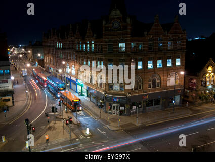 Night time view of Canal Street and Carrington Street in Nottingham, Nottinghamshire England UK Stock Photo