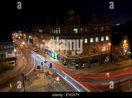 Night time view of Canal Street and Carrington Street in Nottingham, Nottinghamshire England UK Stock Photo